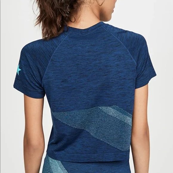 New LNDR Comet Poseidon Marl boxy oversized metallic panel cropped t-shirt top - Picture 6 of 14